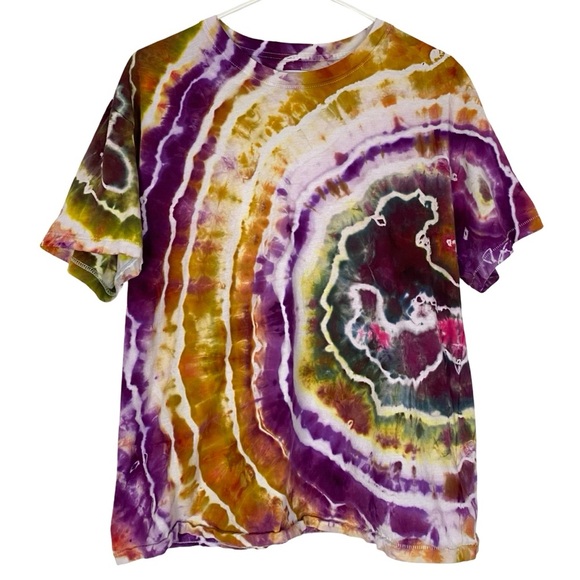 Handmade Geode Tie Dye Tee Womens Size Medium Colorful Tshirt Shirt Cotton SS - Picture 1 of 9
